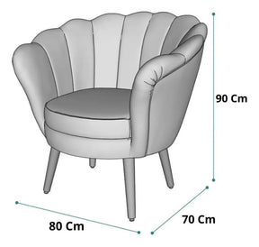 Poltrona Decorativa Flor Pés Palito Veludo Bege Kimi
