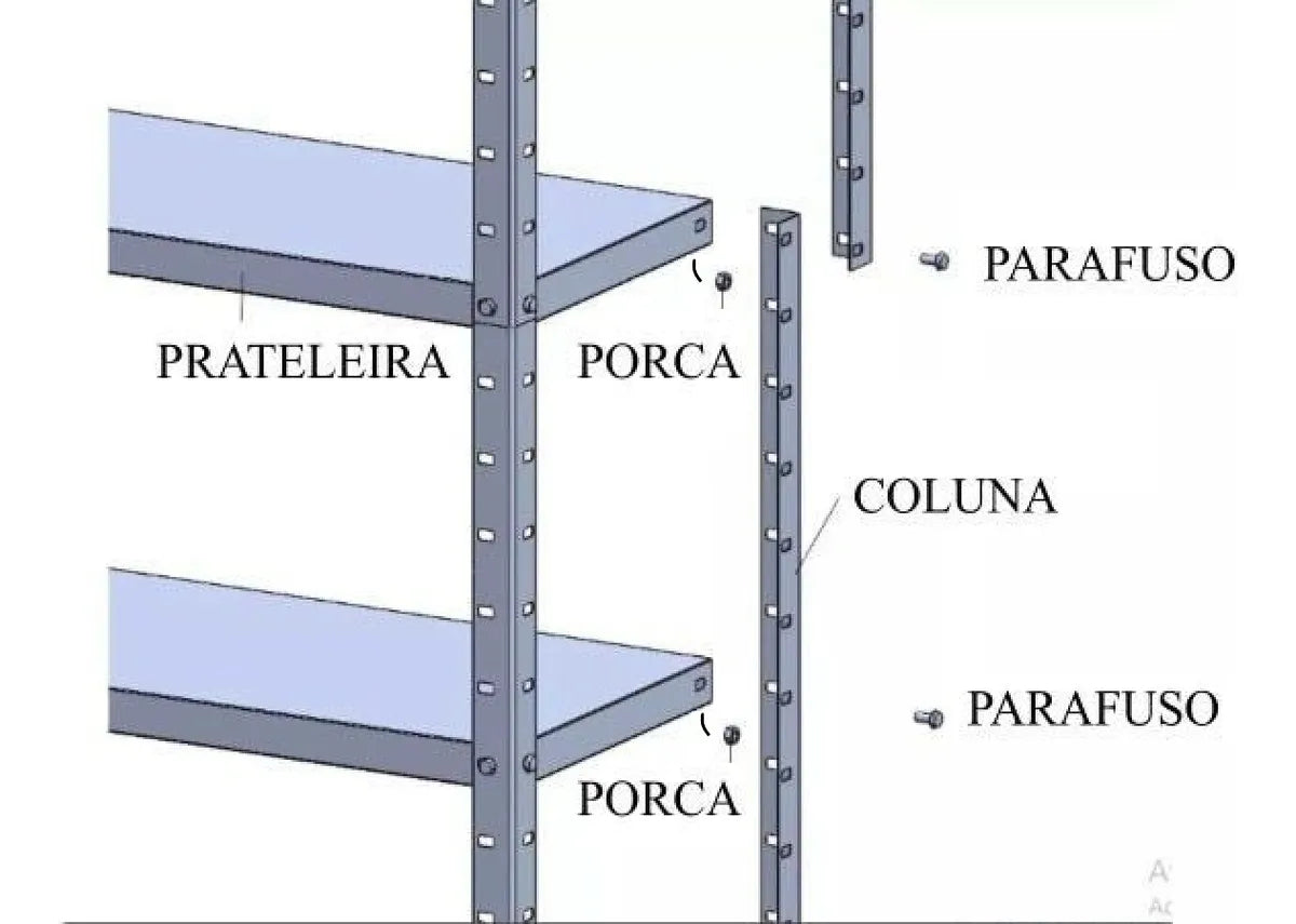 Estante Armário De Aço 6 Bandejas 90cm Cinza Suporta 150kg