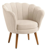 Poltrona Decorativa Flor Pés Palito Veludo Bege Kimi