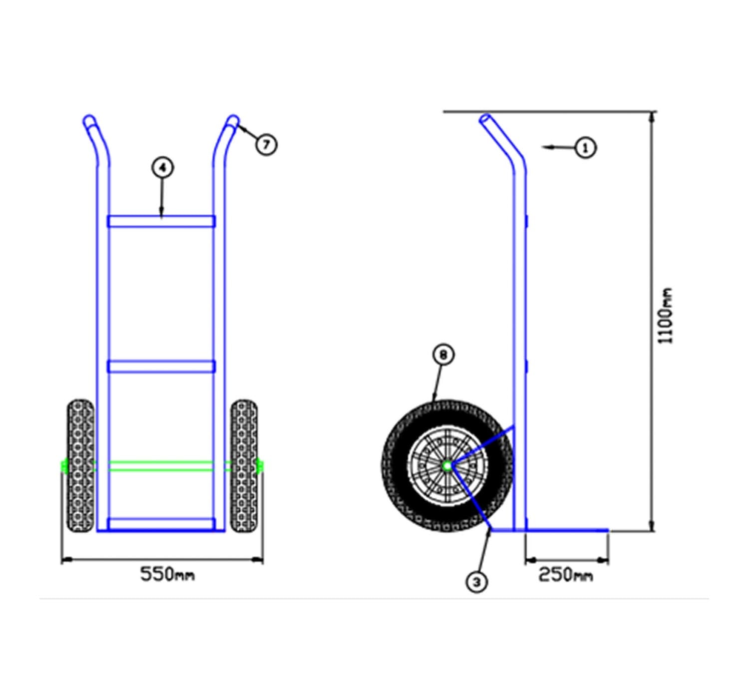 Carrinho De Carga Transporte 2 Rodas 150kg Metalosa