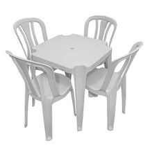 Conjunto/Jogo de Mesa com 4 Cadeiras Plásticas Bistrô Suporta 182kg