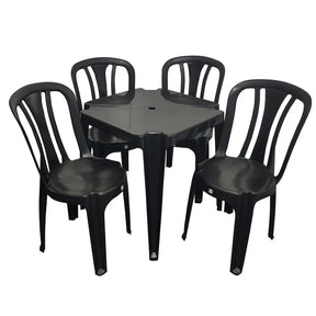 Conjunto/Jogo de Mesa com 4 Cadeiras Plásticas Bistrô Suporta 182kg
